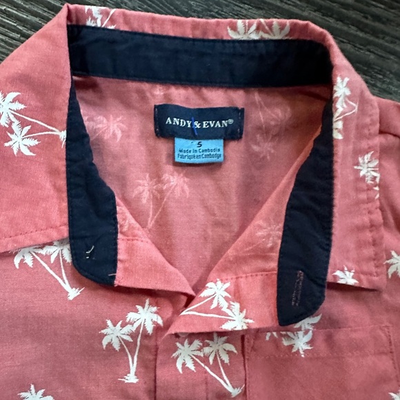 Andy & Evan NWOTS, boys size 5 button front shirt with palm trees - Picture 3 of 4